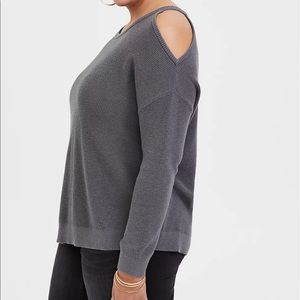 Grey ribbed cold shoulder sweater torrid 00